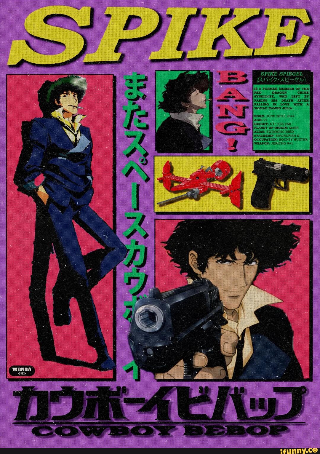 Spike Poster Cowboy Bebop By Wonda Design Spike Spiegel Ant Occupation Bounty Hunter