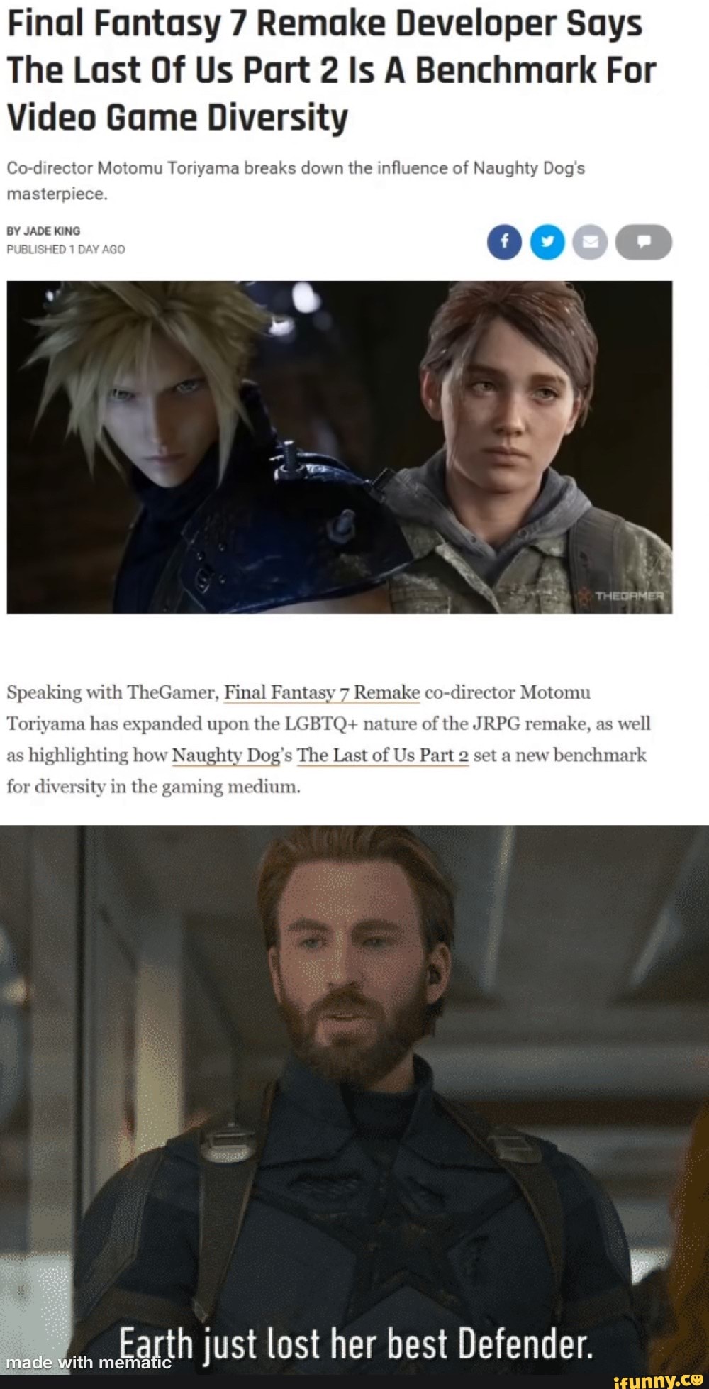 Final Fantasy 7 Director Says Last Of Us 2 Sets A Diversity Benchmark