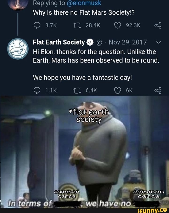 flat earth society globe tweet