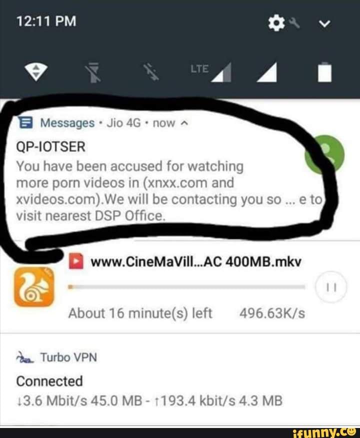 Jio Sex Video - 9 Messages Jio 4G now You have been accused for watching more porn videos  in (xnxx.
