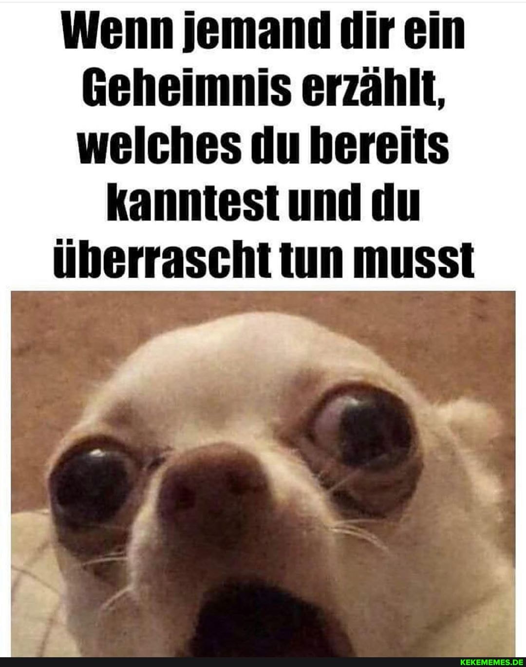 Wenn jemand dir ein
Geheimnis erzählt, welches du bereits
kanntest und du überrascht tun musst