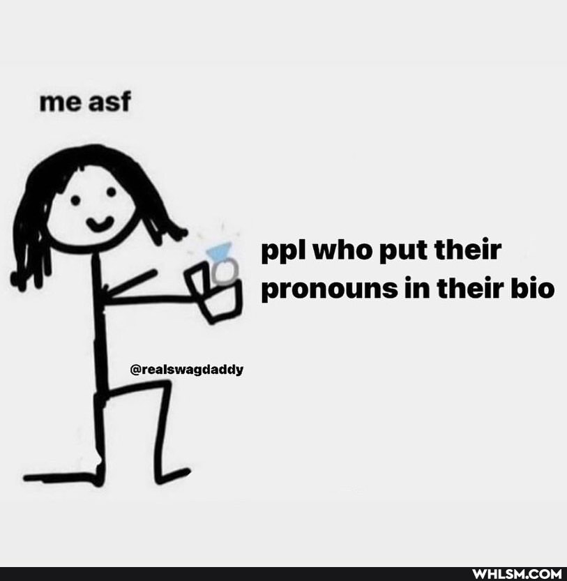 me asf
ppl who put their pronouns in their bio
@realswagdaddy