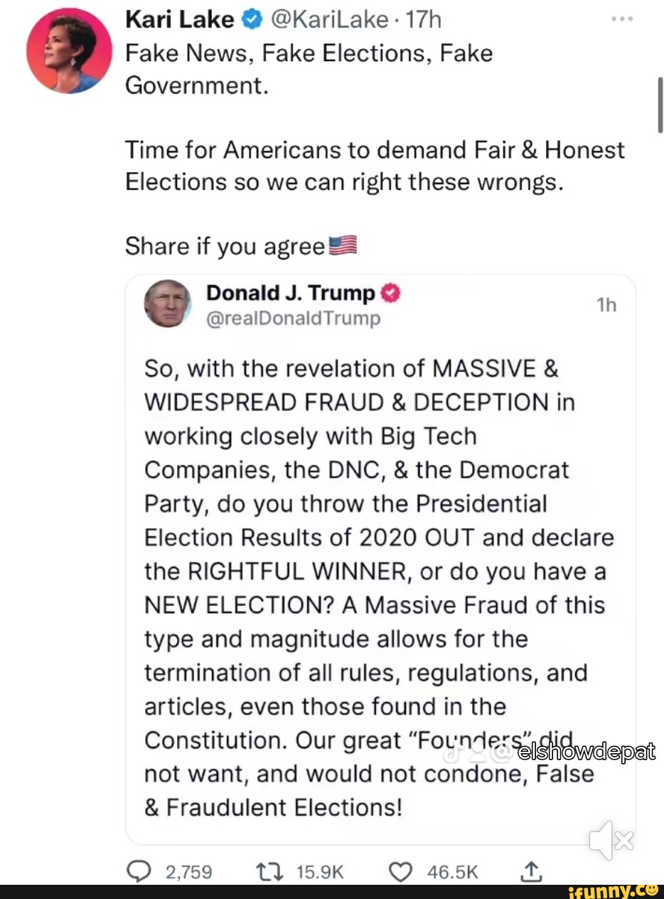 Kari Lake Karilake Fake News Fake Elections Fake Government Time For Americans To Demand 8385