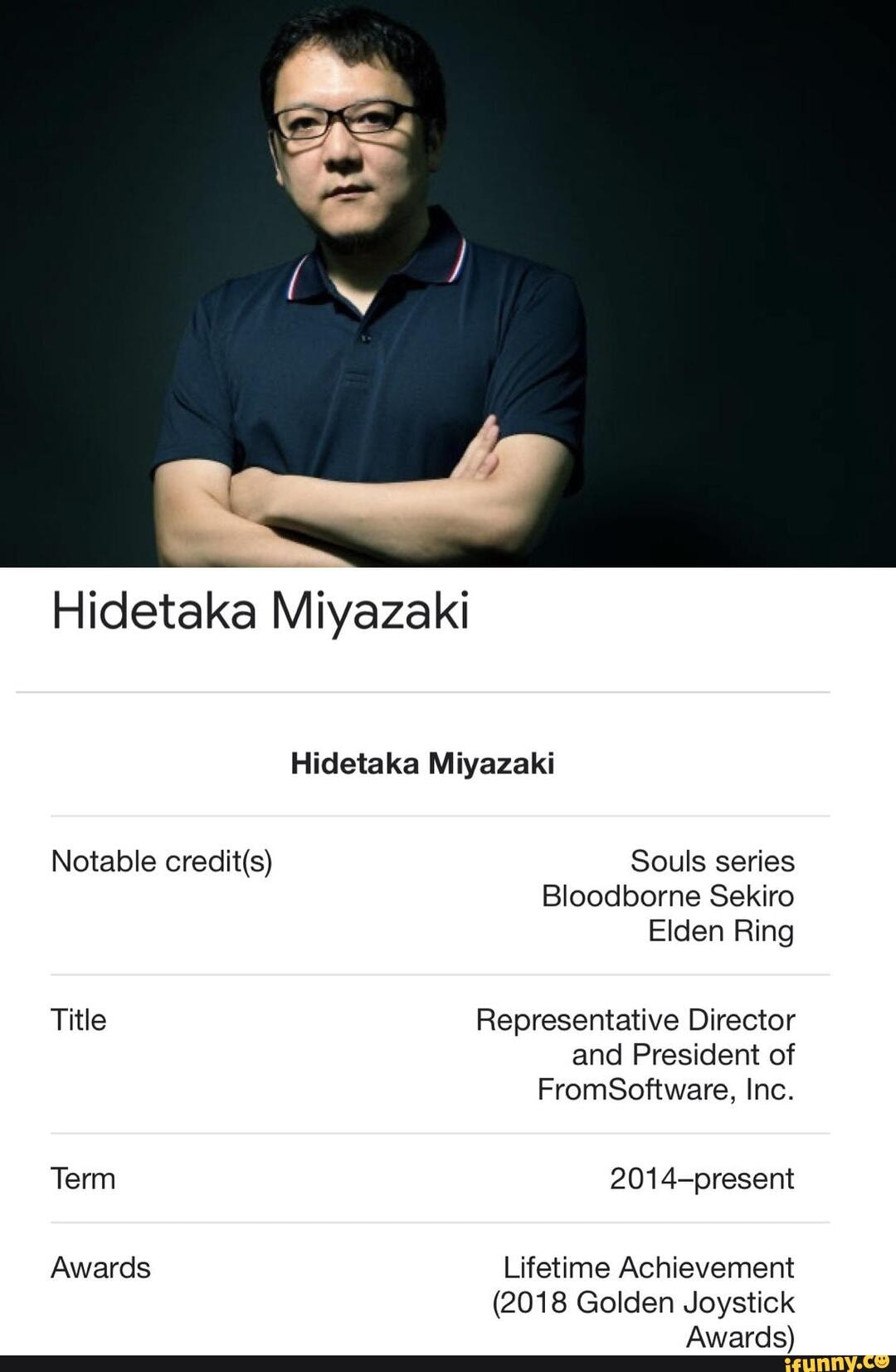 Hidetaka Miyazaki Hidetaka Miyazaki Notable Souls Series Bloodborne   0ad75706bb26ea22e1869a821defffd8e975ab5e71109a669f72f79d668fa577 1 