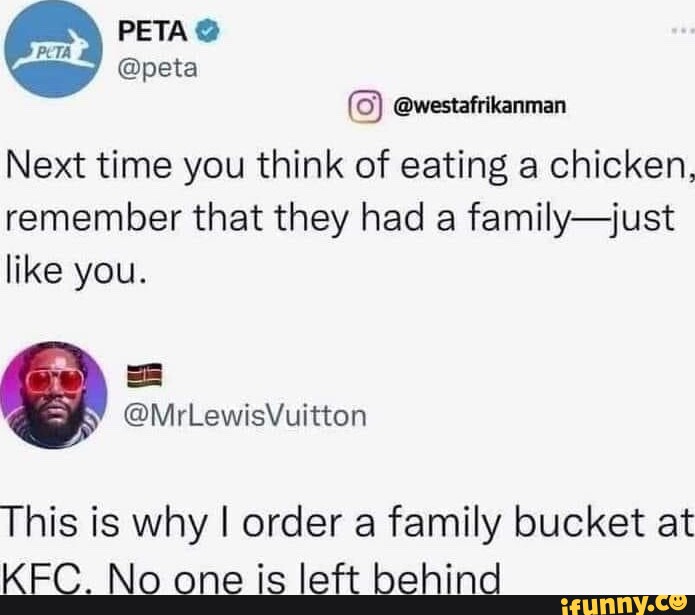 PETA peta Next time you think of eating a chicken, remember that they