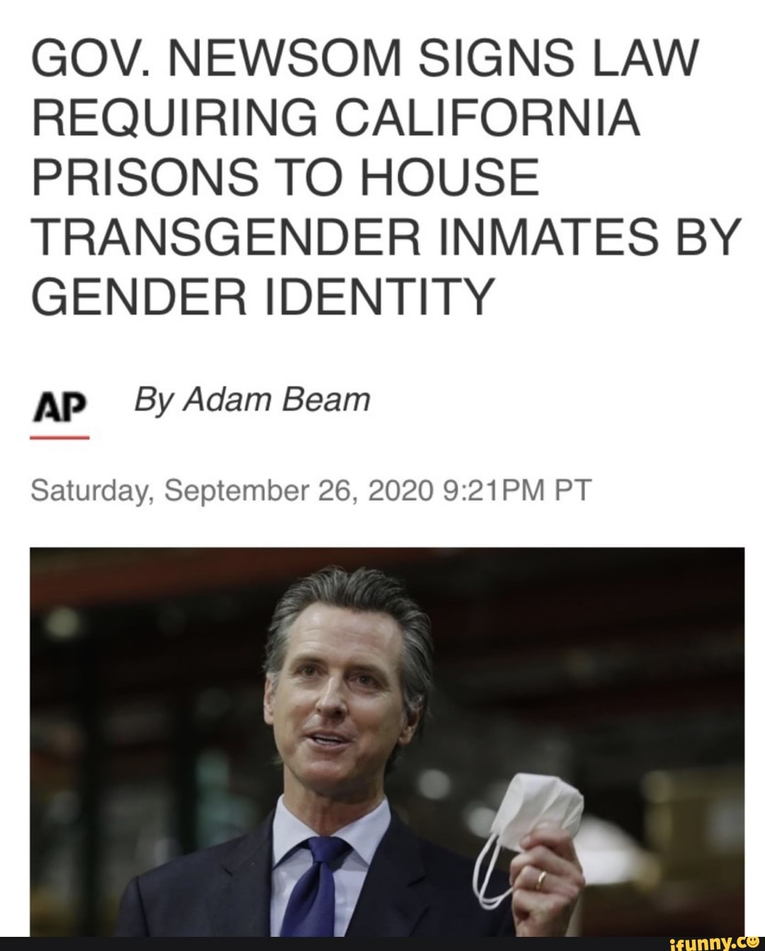 GOV. NEWSOM SIGNS LAW REQUIRING CALIFORNIA PRISONS TO HOUSE TRANSGENDER ...