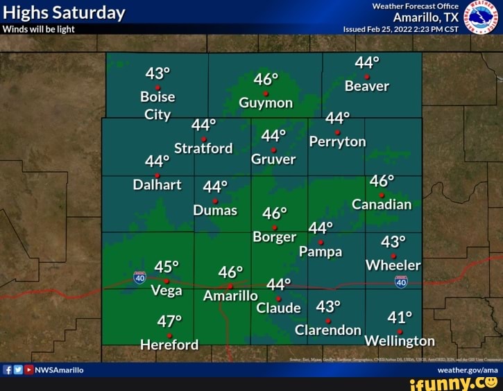 Highs Saturday Amarillo, TX Issued Feb 25, 2022 PM CST 44 Beaver Boise ...