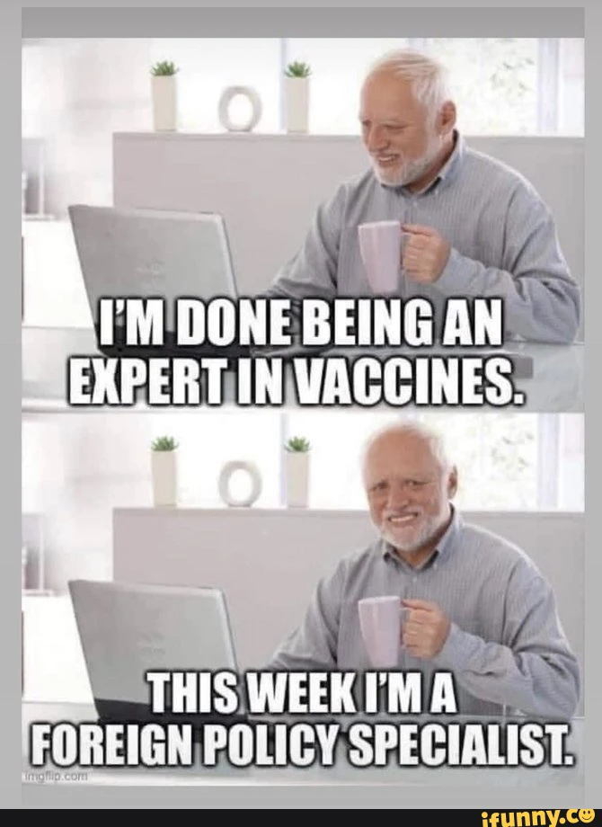 A. 'M DONE BEING AN EXPERT IN VACCINES. AT THIS WEEK IMA PASEIOH BAIIOY SBR IST