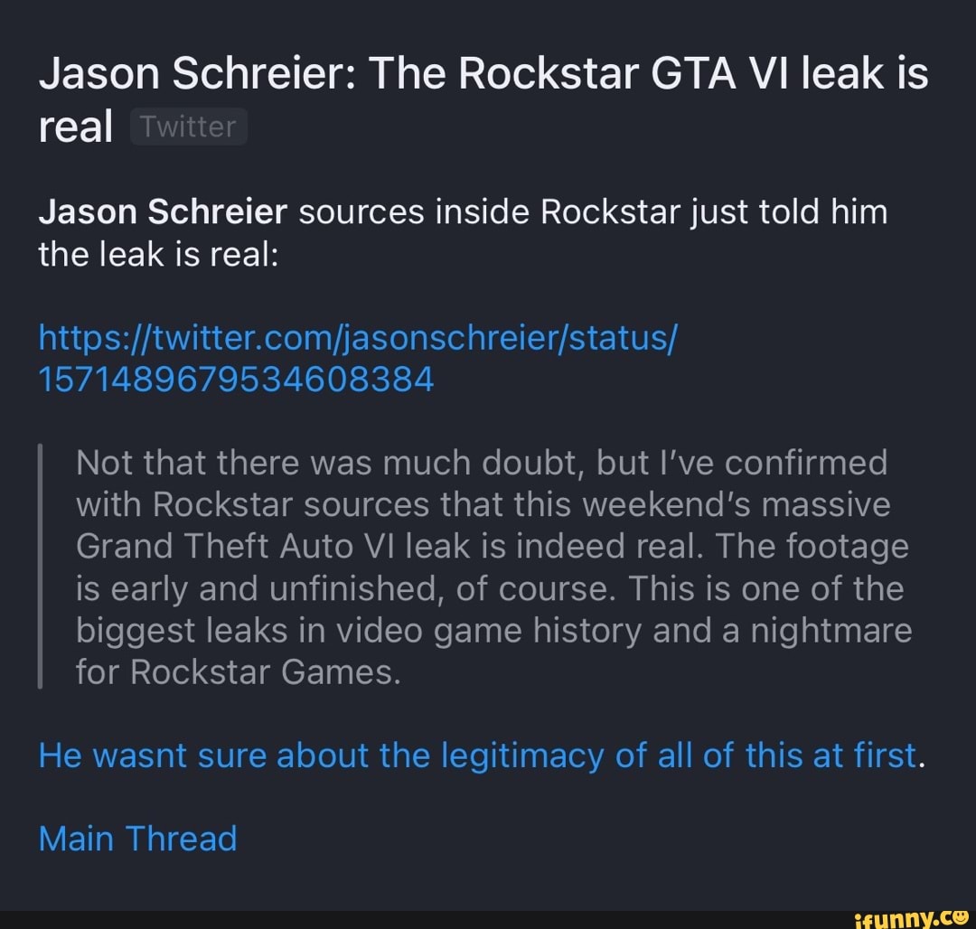 Rockstar Games Confirm GTA 6 Leak Is Indeed Real –