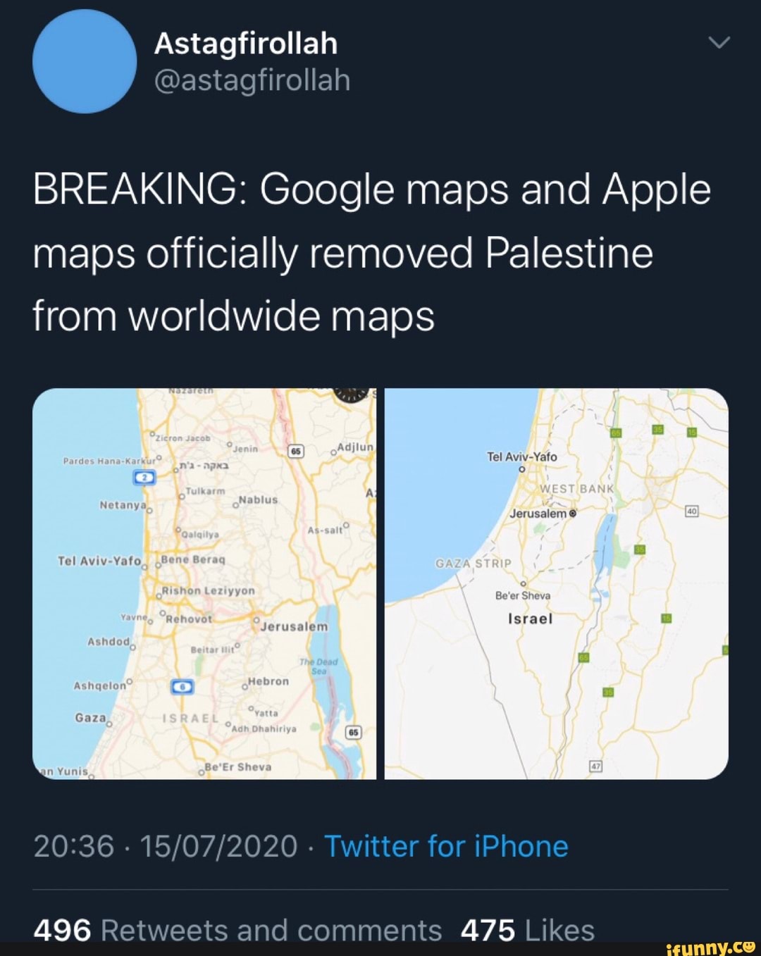 BREAKING: Google maps and Apple maps Officially removed Palestine from ...