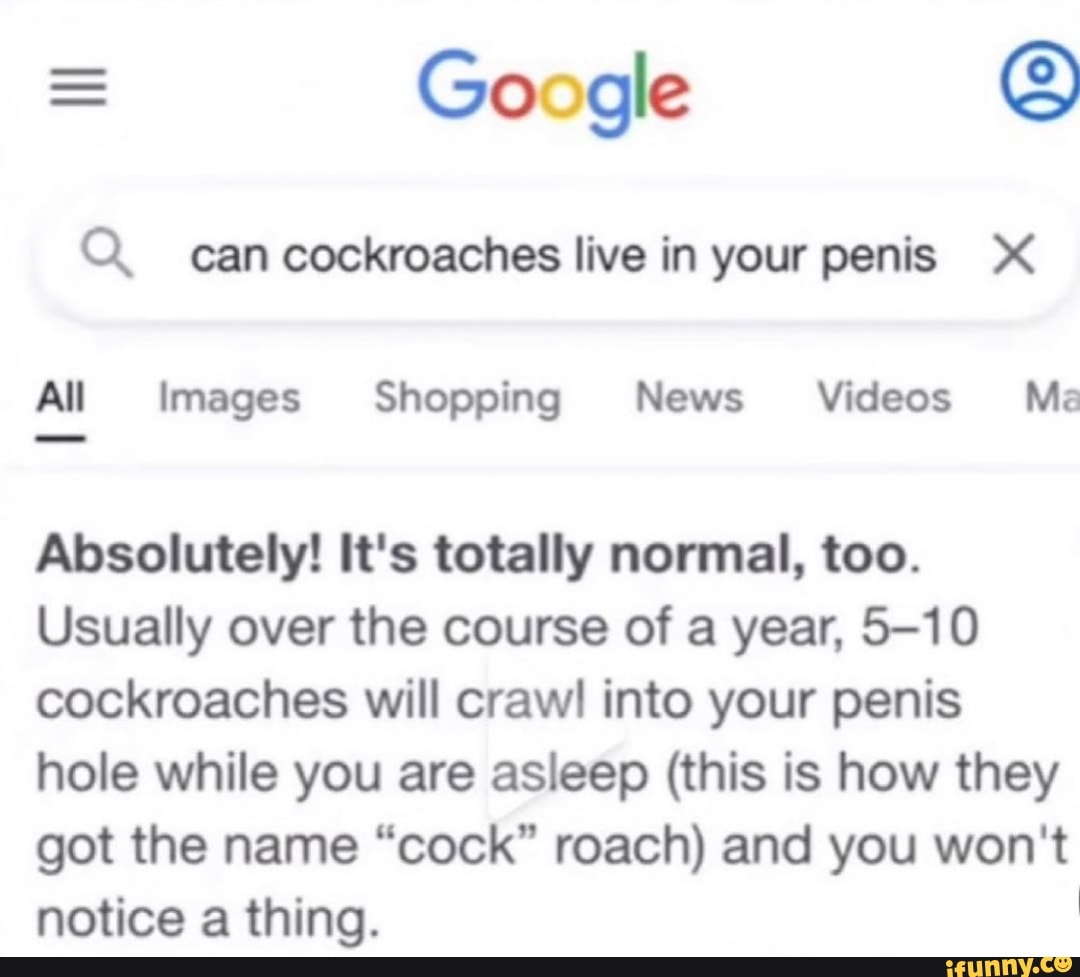 Can cock roaches live in your penis