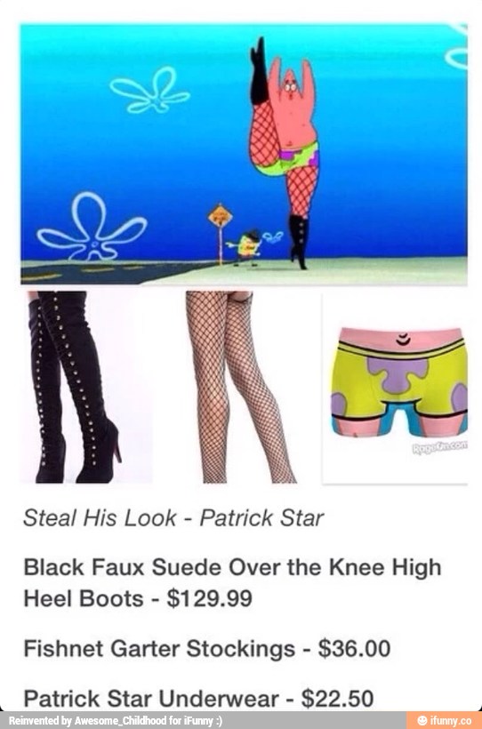 Patrick Star Black Faux Suede 