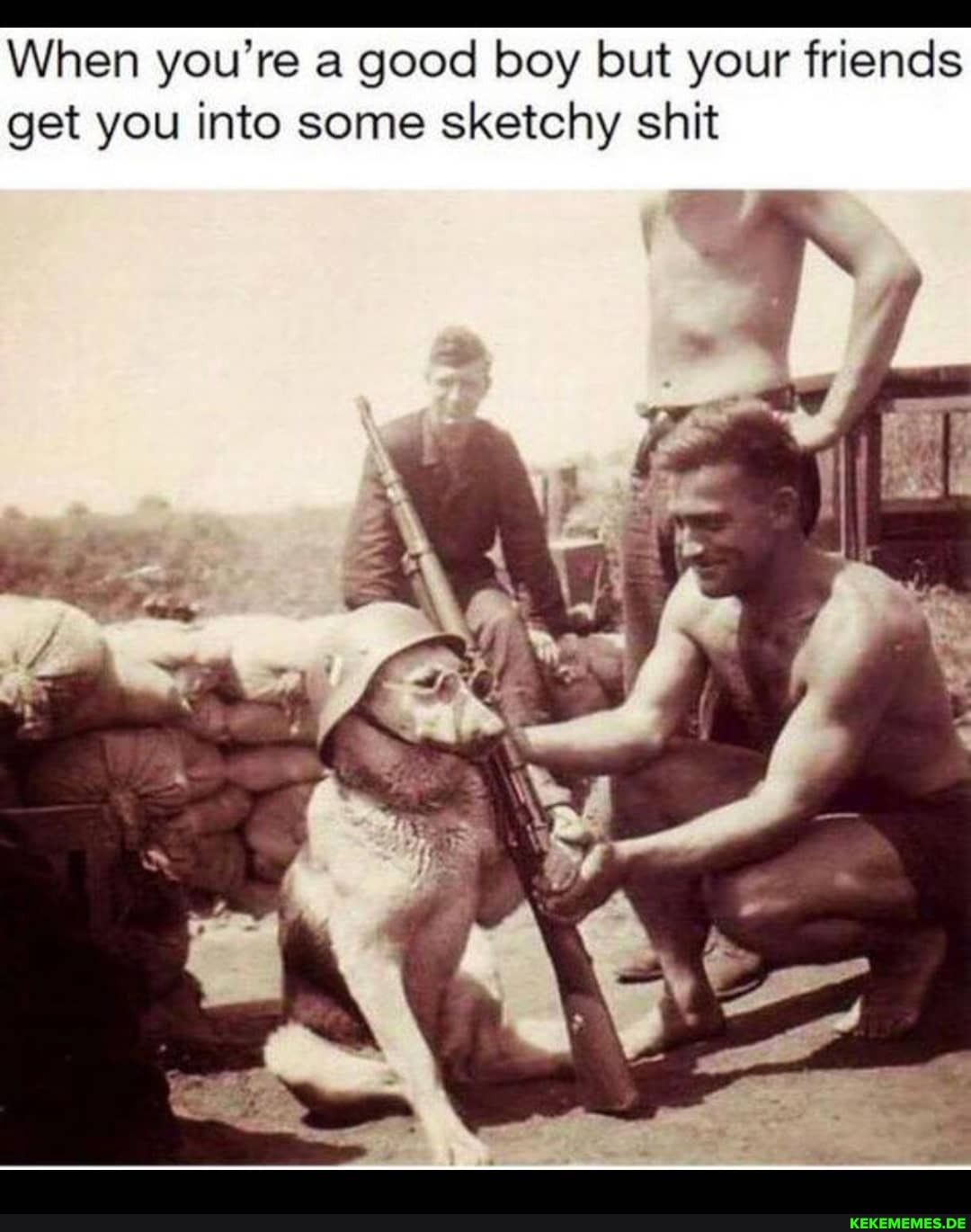 When you're a good boy but your friends get you into some sketchy shit