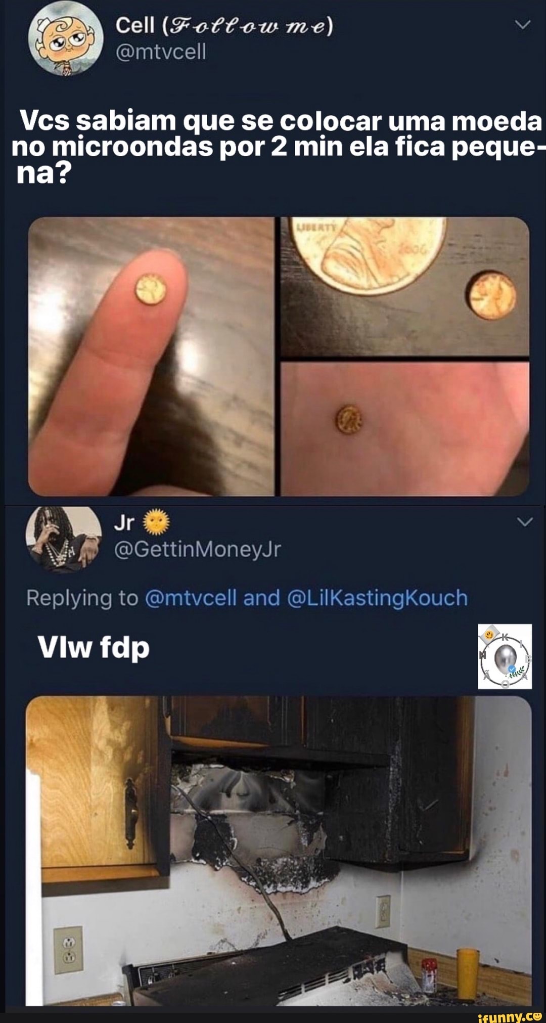 Vcs sabiam que se colocar uma moeda
no da por 2 min ela fica peque-
