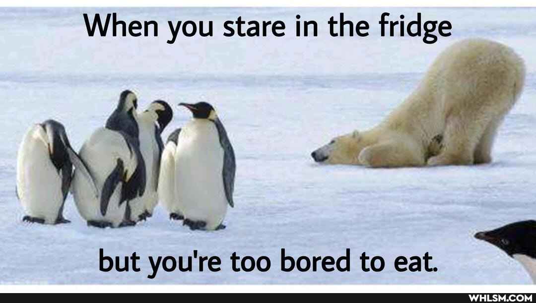 When you stare in the fridge
but you're too bored to eat.
