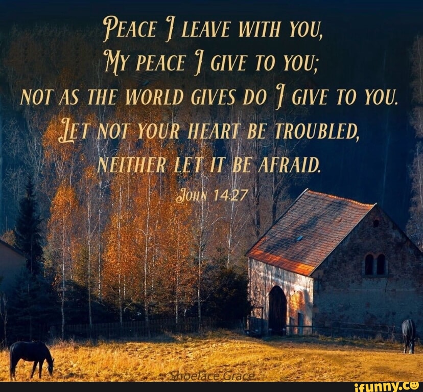 PEACE LEAVE WITH YOU, My PEACE GIVE TO YOU; NOT AS THE WORLD GIVES DO ...