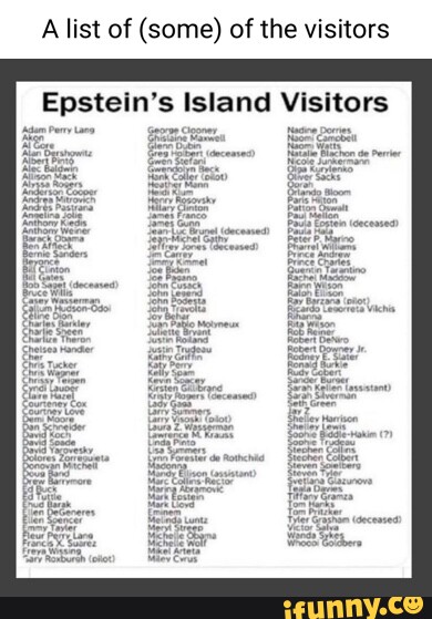 A List Of Some Of The Visitors Epstein S Island Visitors IFunny   0ca4c583ea850450d0dadd0d3a6119ed537963392848c4507f9a2f0aed7faeae 1 