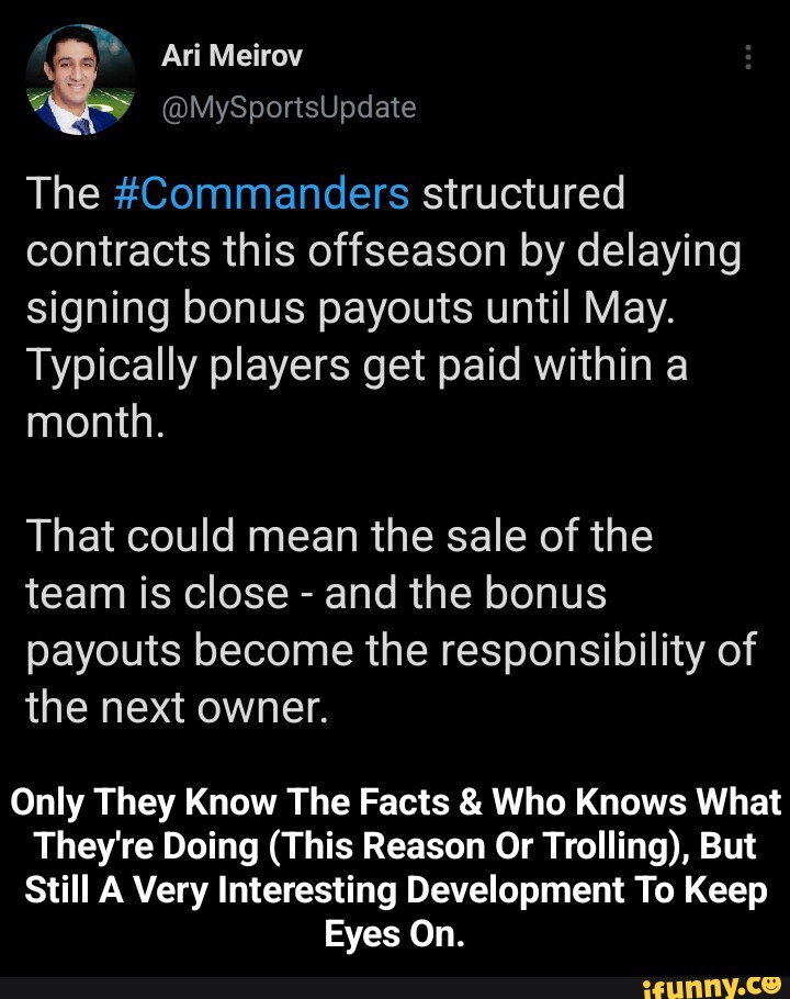 Ari Meirov The #Commanders Structured Contracts This Offseason By ...