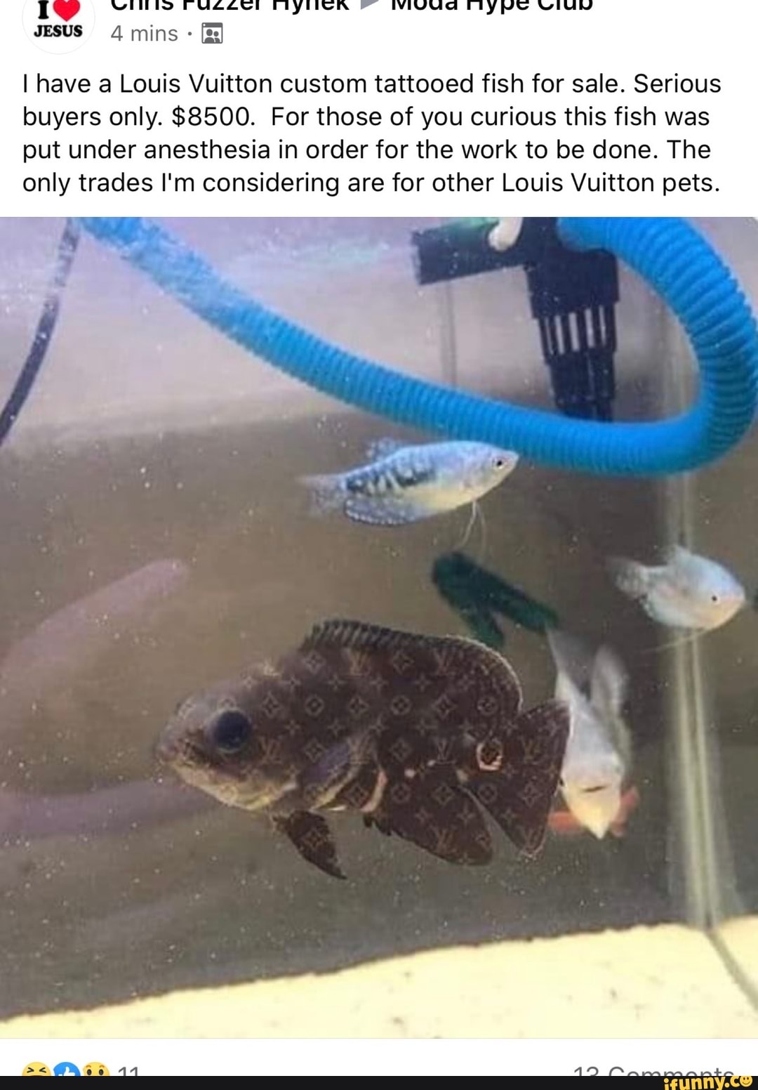 I have a Louis Vuitton custom tattooed fish for sale