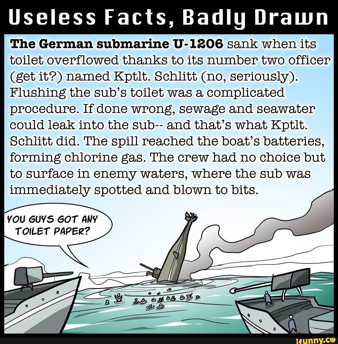 Useless Facts Badly Drawn The German Submarine U 16 Sank When Its Toilet Overflowed Thanks To