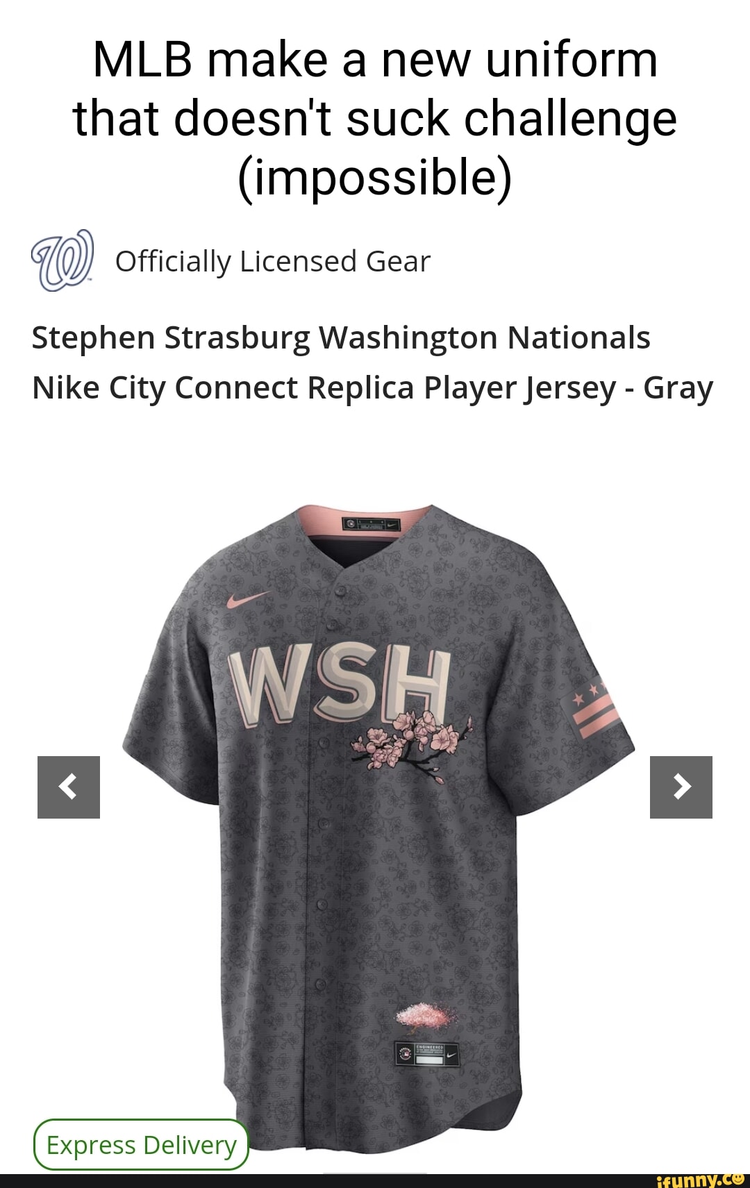 Stephen Strasburg Washington Nationals Nike City Connect Replica Player  Jersey - Gray