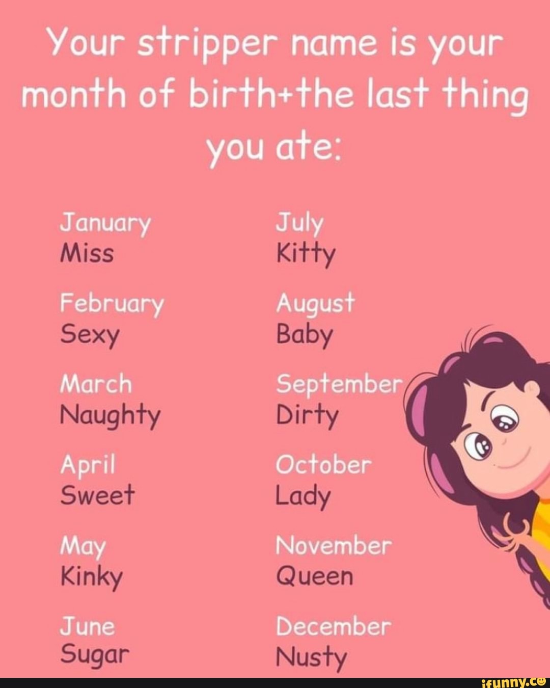 Miss Sexy Naughty Sweet Kinky Sugar Your stripper name your month of last t...
