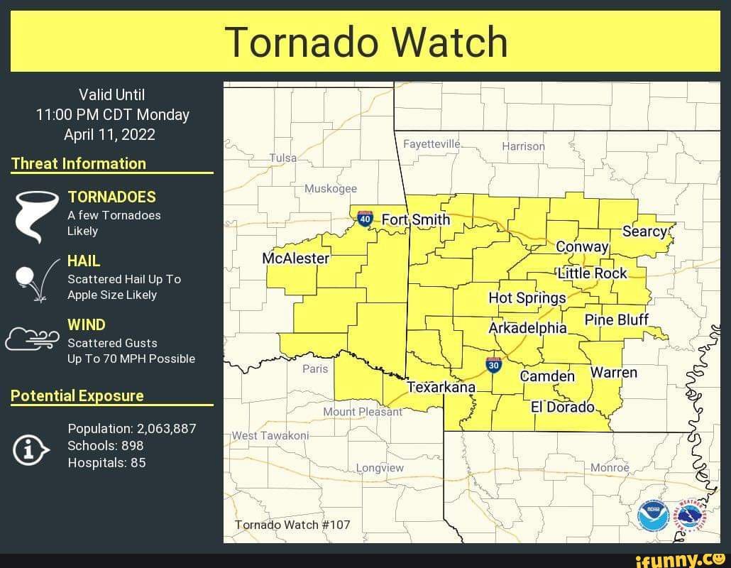 ARKANSAS: TORNADO WATCH ISSUED - Tornado Watch Harrison Valid Until ...