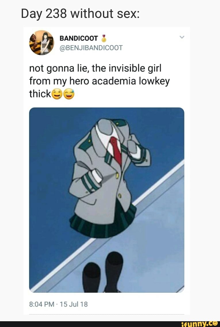 Day 238 without sex: not lie, the invisible girl from my hero academia  Iowkey - iFunny