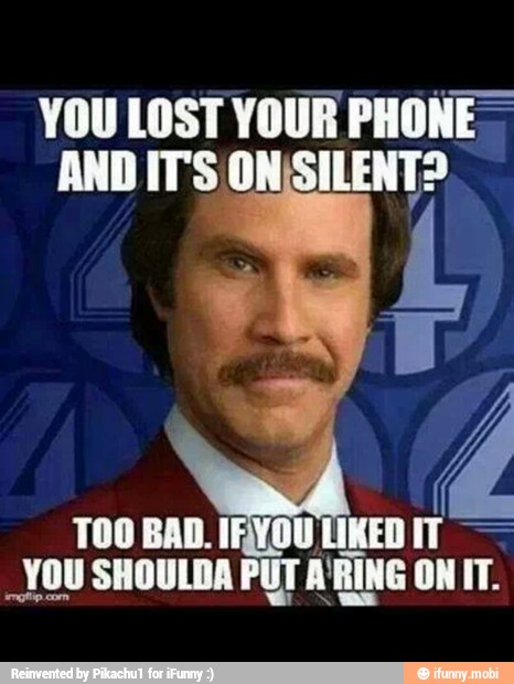 YOU LOST YOUR PHONE
AND IT'S ONSILENT?
TOO BAD. I KED IT
_YOU SHOULDA
Pur ARING ON
m