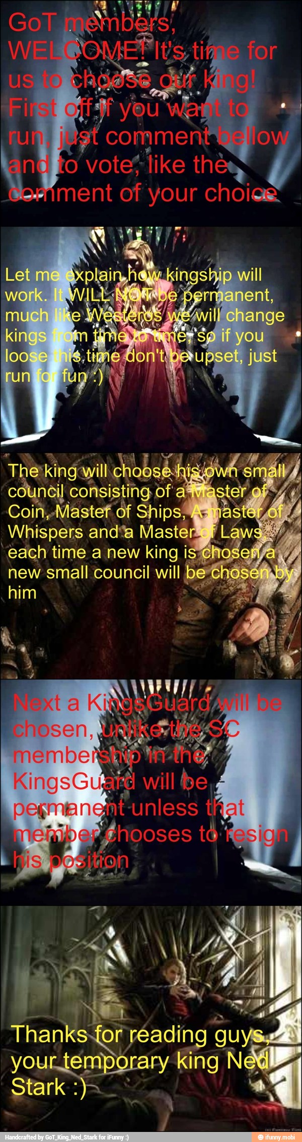 Theking will
chobsé
council consisting of alfa
Coin,-Mastef of Ships;
Whispers and%a Masteragr Law:
each time a new king ¡sé
