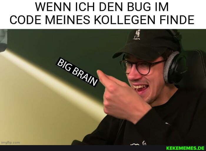 WENN ICH DEN BUG IM CODE MEINES KOLLEGEN FINDE
un