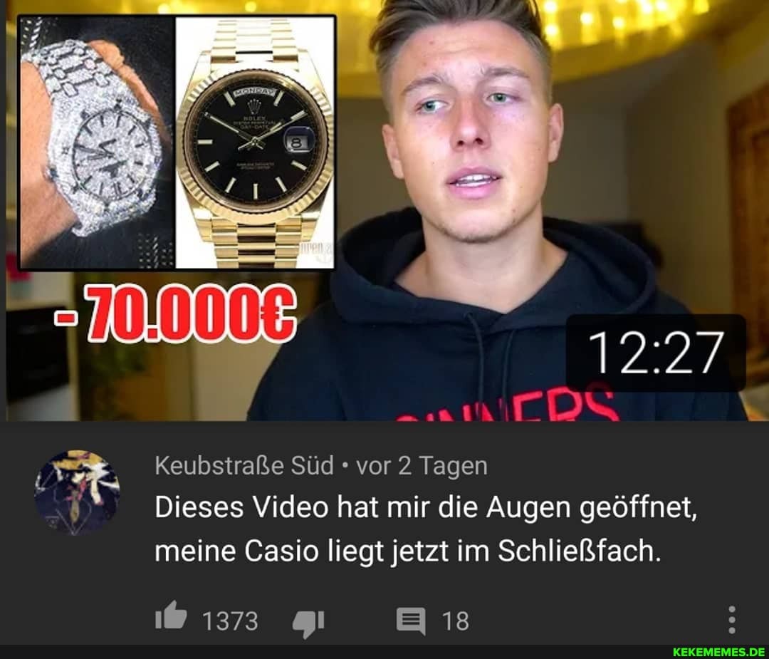 Keubstraße Süd vor 2 Tagen
Dieses Video hat mir die Augen geöffnet, meine Casio liegt jetzt im Schließfach.
1373