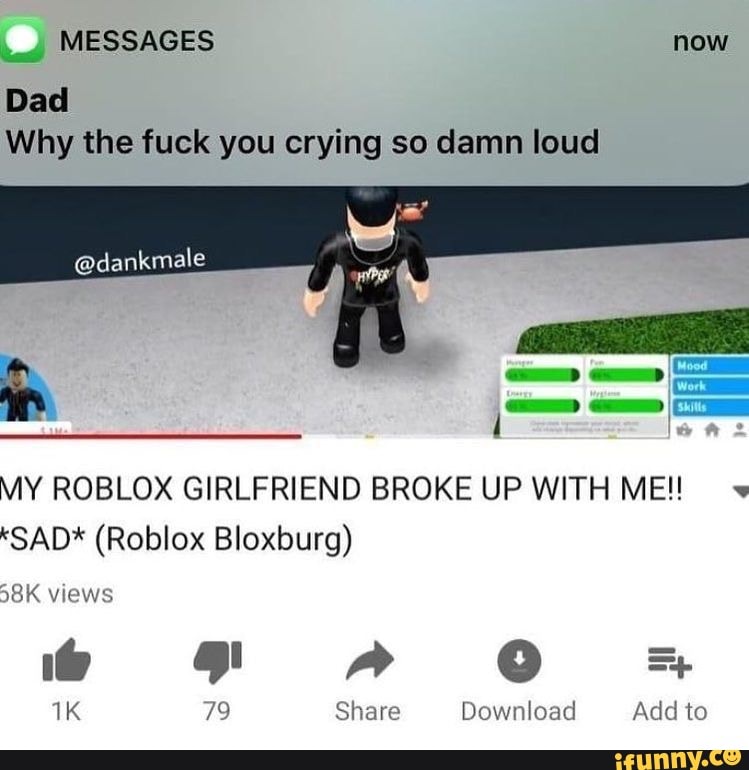 Why The Fuck You Crying So Damn Loud My Roblox Girlfriend Broke Up
