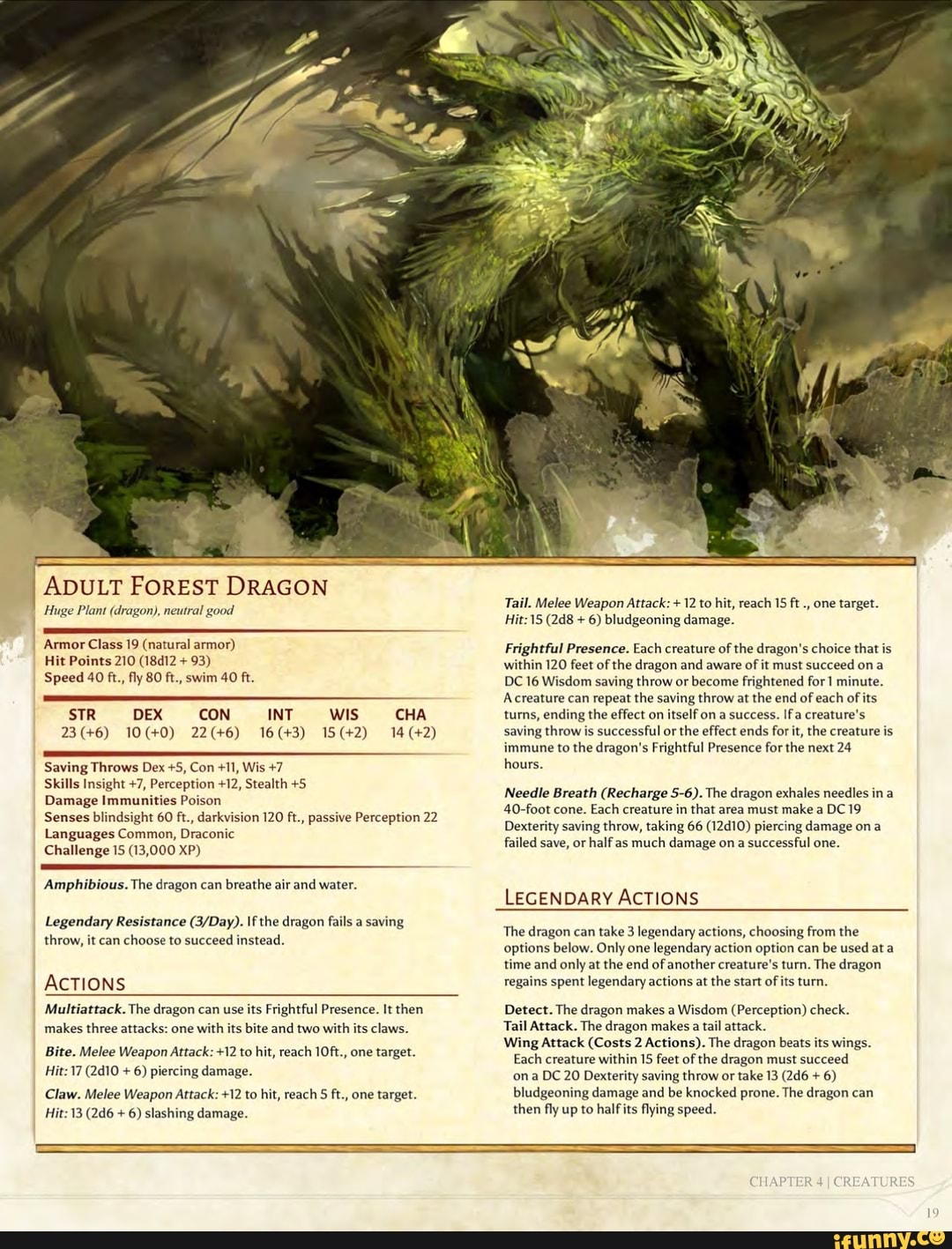 ADULT FOREST DRAGON Huge Plant (dragon), neutral good Armor Class 19 ...