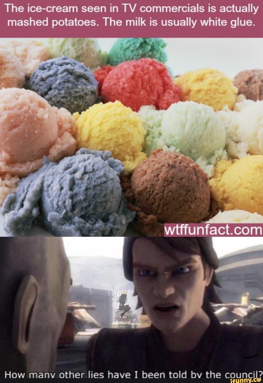 The icecream seen in TV commercials is actually mashed potatoes. The