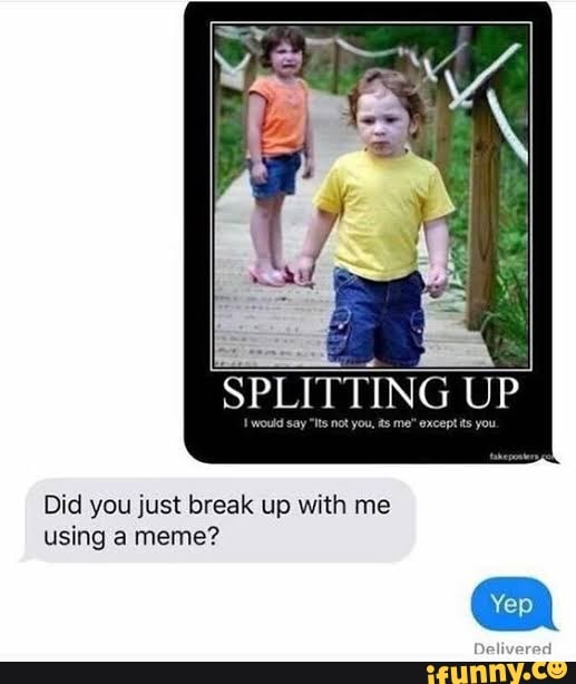 Splitting Up Yep Did You Just Break Up With Me Using A Meme