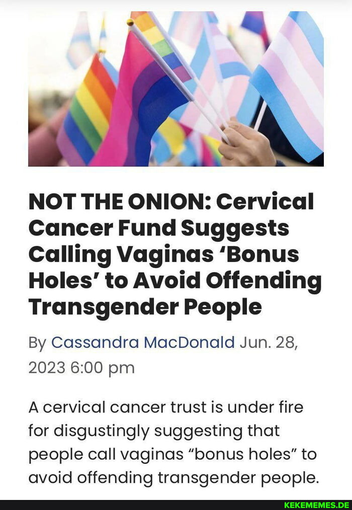 I NOT THE ONION: Cervical Cancer Fund Suggests Calling Vaginas 'Bonus Holes' to 