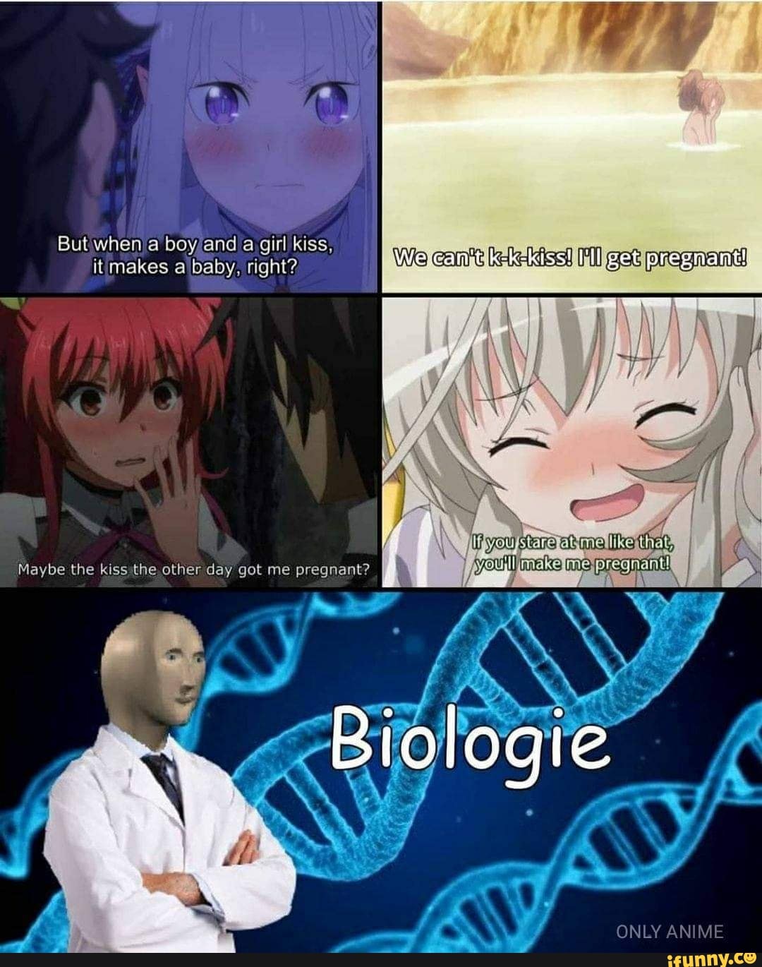 Anime girls be like: Maybe the kiss the othemday got me pregnant? Biology:  - iFunny Brazil