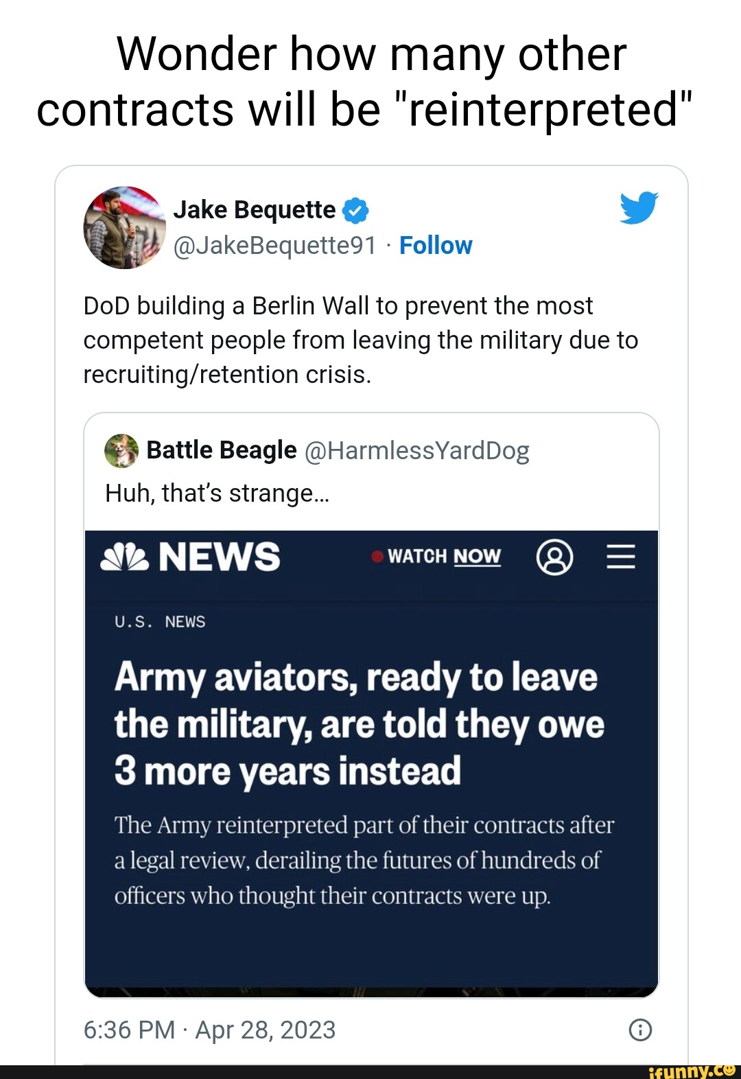 Wonder how many other contracts will be reinterpreted' Jake Bequette  @JakeBequette91 Follow DoD building a Berlin