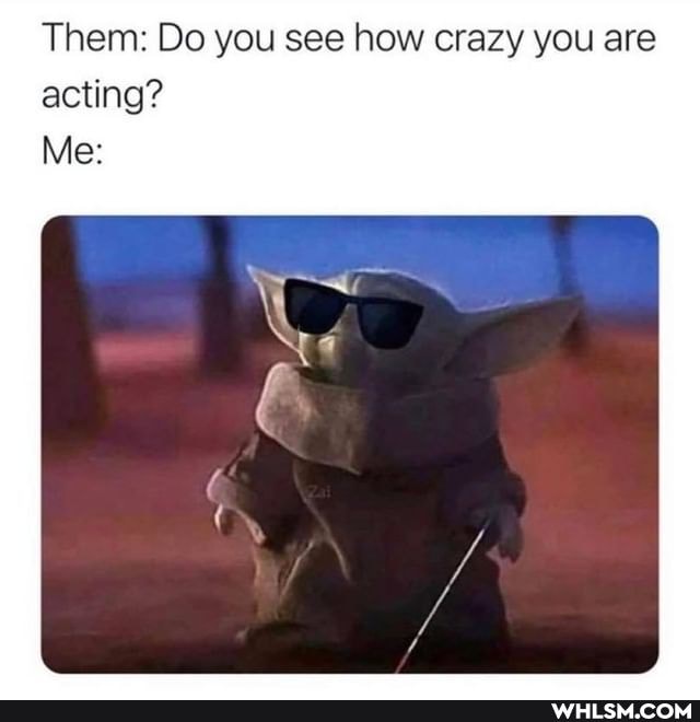 Them: Do you see how crazy you are acting?
Me: