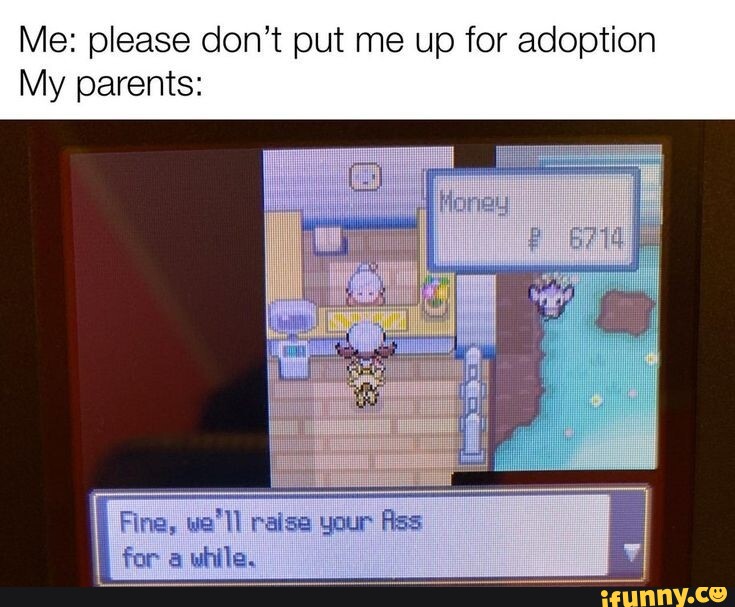 Me: please don't put me up for adoption My parents: I Fine, we'll raise ...