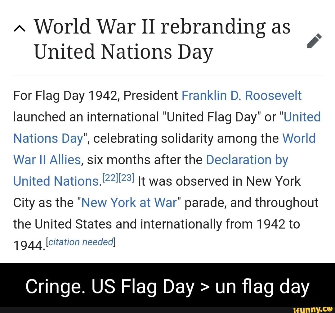World War Ii Rebranding As United Nations Day For Flag Day 1942
