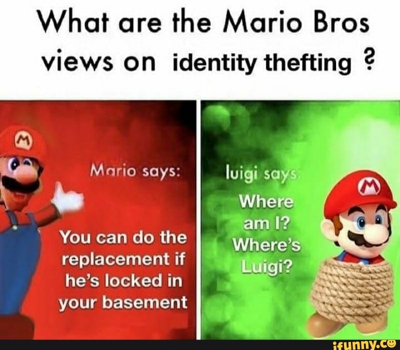 What are the Mario Bros views on identity thefting Mario says: luigi ...