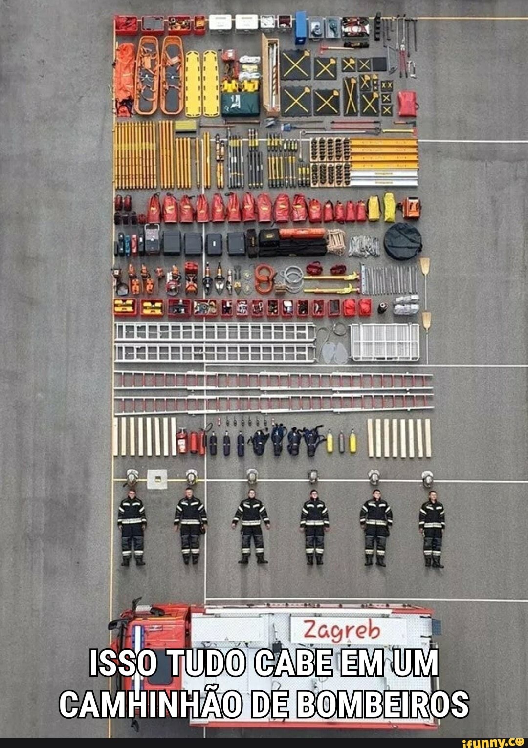 ISSO TUDO CABE UM CAMHINHÃO DE BOMBEIROS