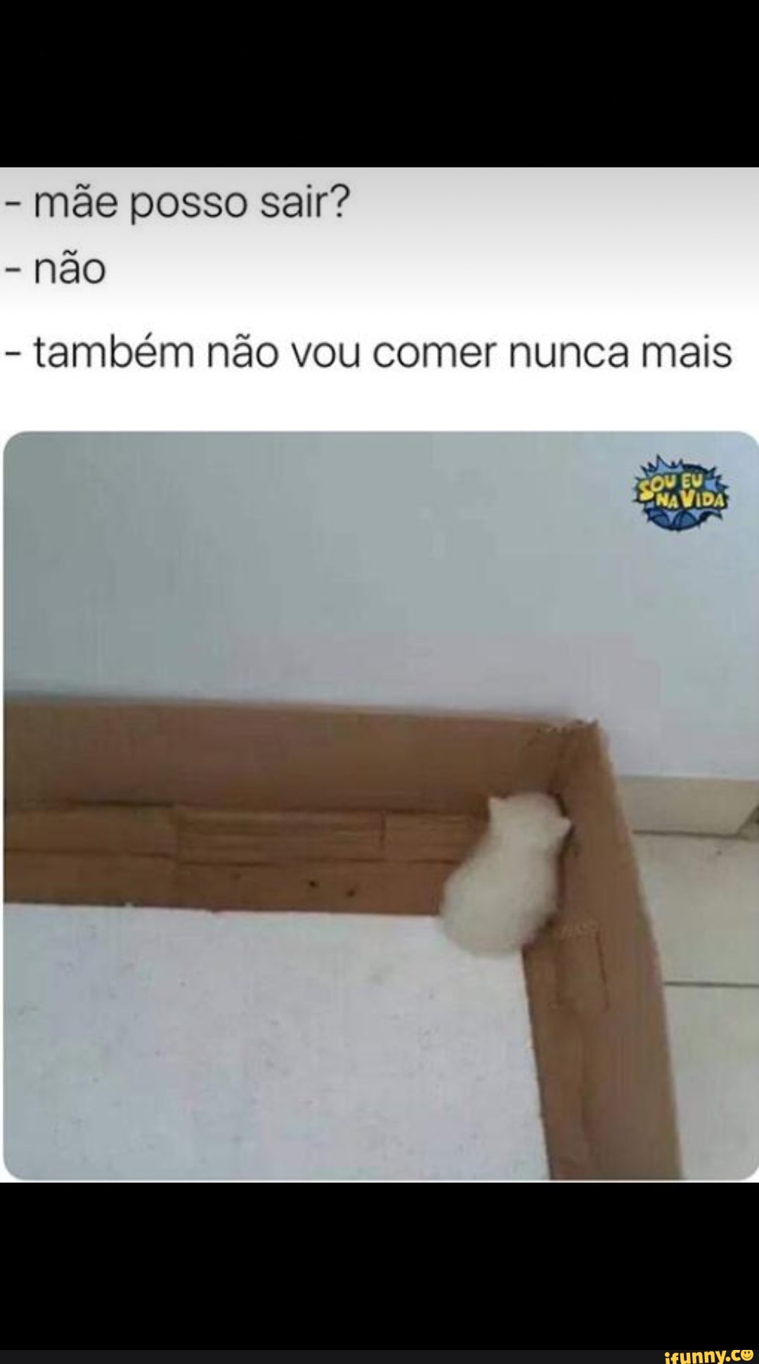 mãe posso sair?
não
também não vou comer nunca mais
