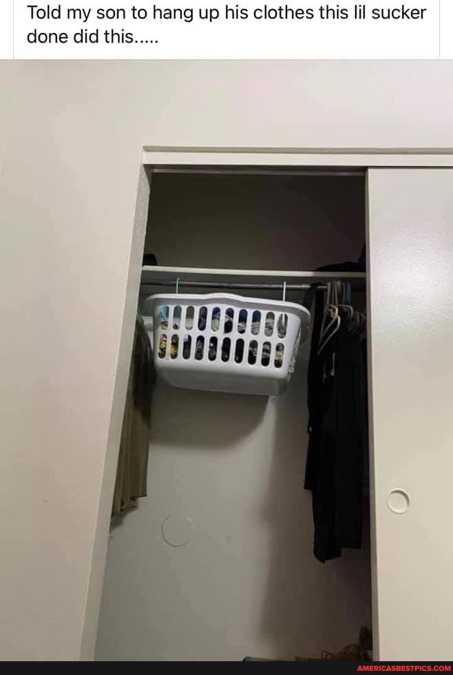 Told my son to hang up his clothes this lil sucker done did this...
