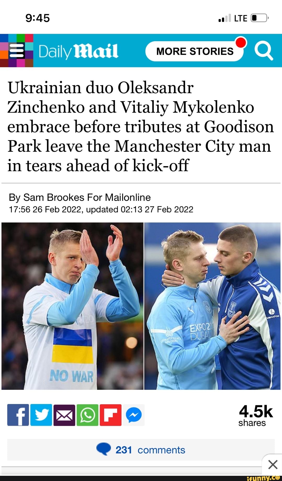 LTE@ Daily Mail MORE STORIES Q Ukrainian Duo Oleksandr Zinchenko And ...