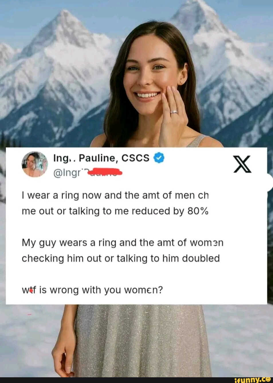 Ing.. Pauline, CSCS @ @lng XX I wear a ring now and the amt of men ch ...