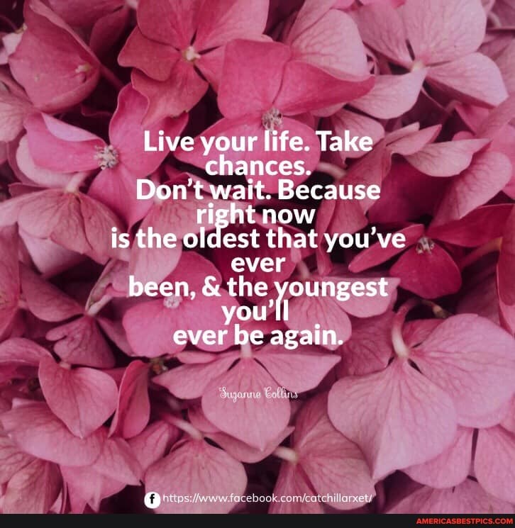 Live your life. Take chances.
Don't wait. Because right now is the oldest that you've ever been, & you
ever Ybe again.