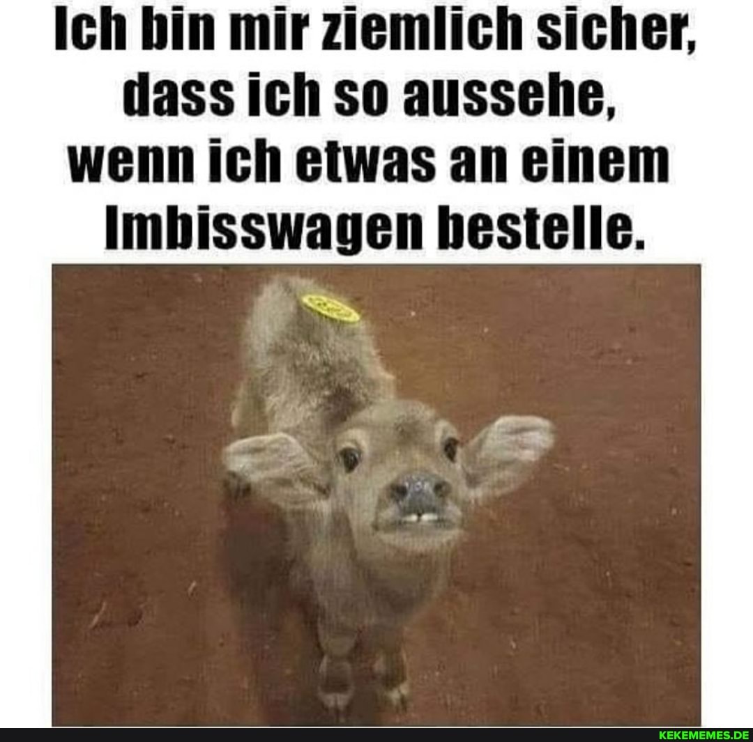 Ich hin mir ziemlich sicher, dass ich so aussehe, wenn ich etwas an einem
Imbisswagen hesielle.